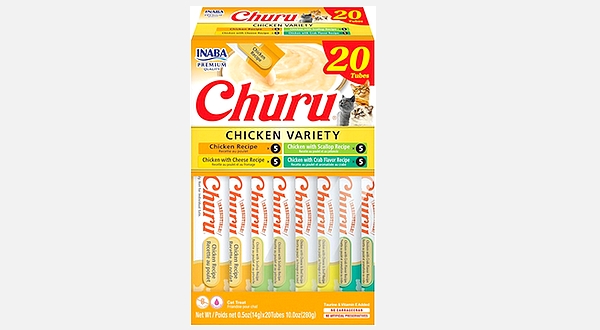  مكافئات قطط من churu أربعة أطعم مختلفة 20 حبة بطعم الدجاج