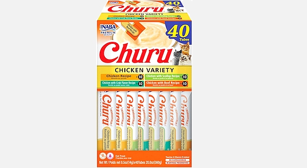  مكافئات قطط من churu أربعة أطعم مختلفة 40 حبة بطعم الدجاج