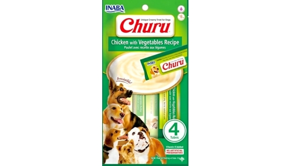 مكافآت إينابا تشورو للكلاب – دجاج مهروس بالخضار، 4 قطع × 14غ