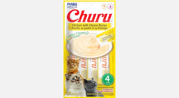 مكافأة للقطط بنكهة الدجاج مع الجبن من إينابا – 14 جم × 4 قطع