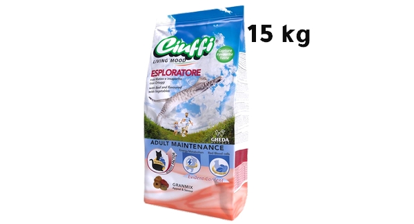 طعام جاف Cinfi للقطط بنكهة اللحم والخضروات | 15 كجم