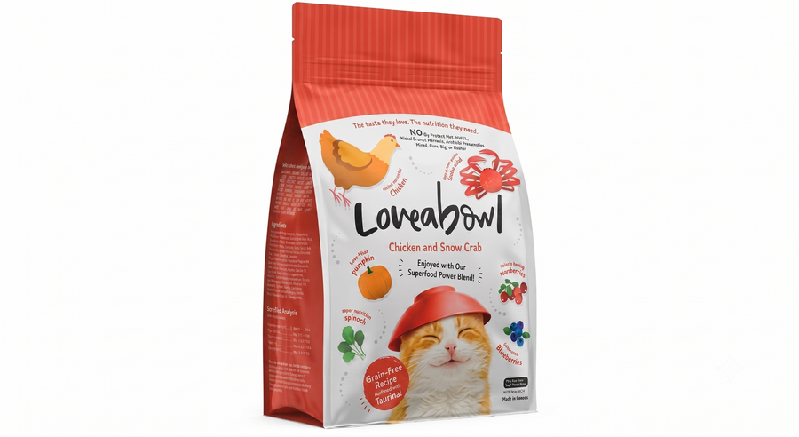 أكل قطط لوفابول Loveabowl بالدجاج ولحم السلطعون | طعام قطط جاف طبيعي خالٍ من الحبوب | 4 كيلو